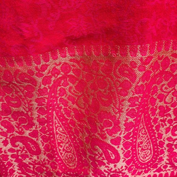 Red Gold Pashmina Silk Blend Pashmina Wrap - Picture 6 of 9